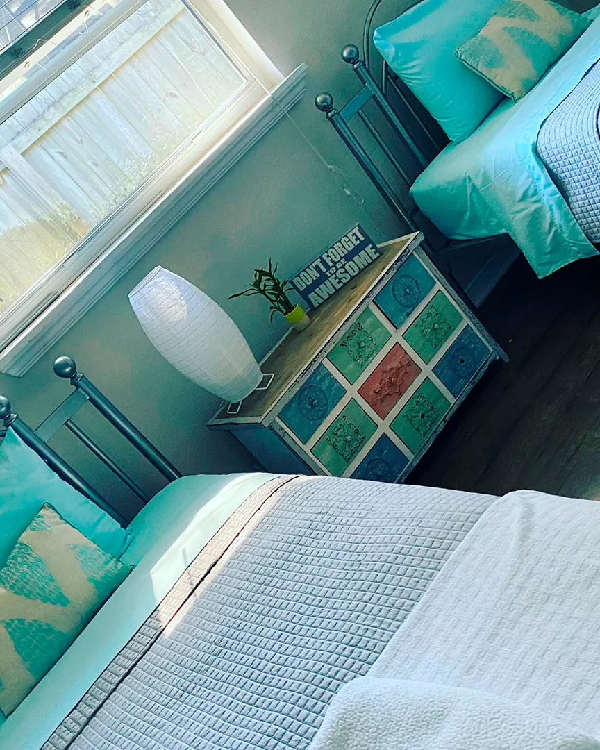 Guest bedroom made up after a standard clean